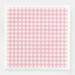 Serviette En Papier Pink & White Checkerboard Papier Dîner de table