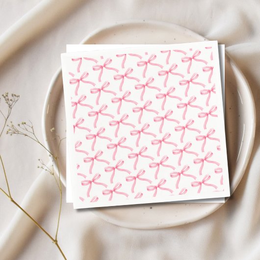 Serviette En Papier Pink & White esthétique Soft Pink Bow Papier