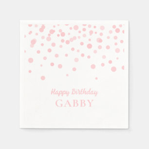 Serviette En Papier Pink & White Joyeux Anniversaire Pet Nom Papier Na