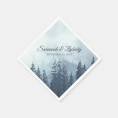 Serviette En Papier Pins bleus foncés, Mariage rustique Aquarelle (Coin)