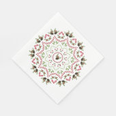 Serviette En Papier Pins cônes et baies Mandala papier serviette (Coin)