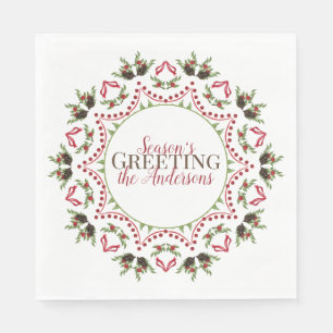 Serviette En Papier Pins cônes et baies Mandala papier serviette