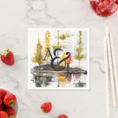 Serviette En Papier Pins d'aquarelle d'automne rustique Personnalisé (En situation)