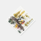 Serviette En Papier Pins d'aquarelle d'automne rustique Personnalisé (Coin)