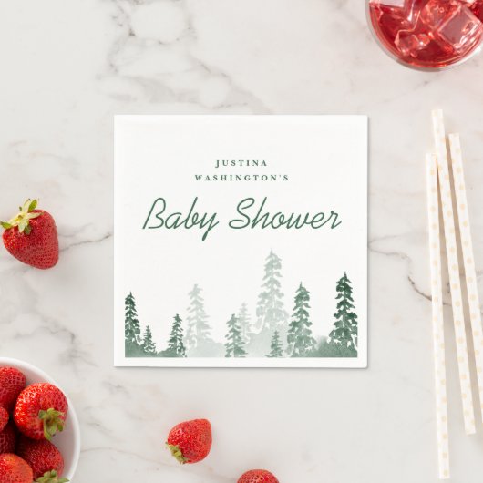 Serviette En Papier Pins d'aquarelle rustique baby shower papier servi (En situation)