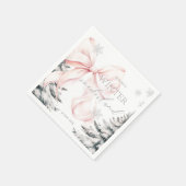 Serviette En Papier Pins de Bow rose Hiver Onederland 1er anniversaire (Coin)