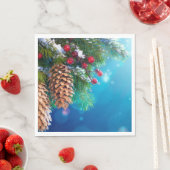 Serviette En Papier Pins de Noël Pine cônes Baies de neige (En situation)