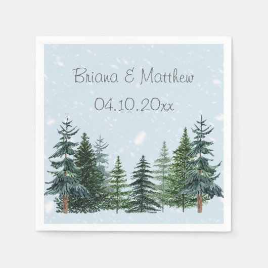 Serviette En Papier Pins d'hiver À feuillage persistant rustiques (Devant)