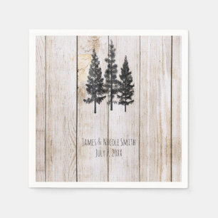 Serviette En Papier Pins rustiques Bois Mariage campagnard simple