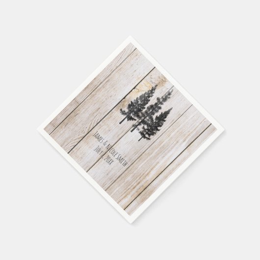 Serviette En Papier Pins rustiques Bois Mariage campagnard simple (Coin)