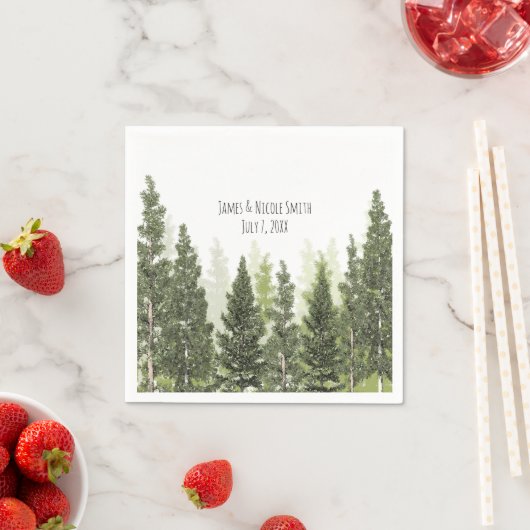 Serviette En Papier Pins rustiques Mariage campagnard simple (En situation)