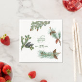 Serviette En Papier Pins rustiques Mariage de verdure forestière (En situation)