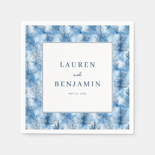Serviette En Papier Pins tranquilles bleus (Devant)