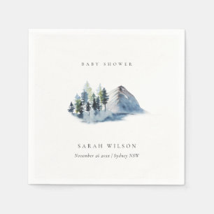 Serviette En Papier Pins verts bleus bois montagne Baby Shower