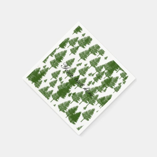 Serviette En Papier Pins verts Mariage campagnard rustique serviettes (Coin)