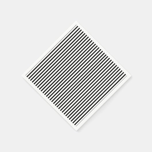 Serviette En Papier Pinstripe mince noir et blanc (Coin)