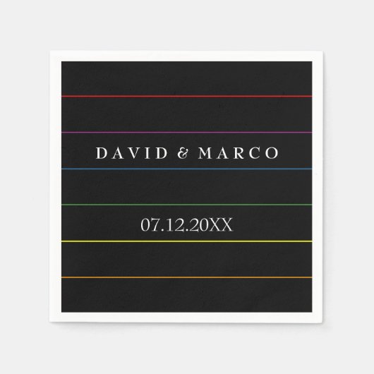 Serviette En Papier Pinstripe Pride Colonnes Mariage LGBT (Devant)