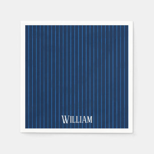 Serviette En Papier Pinstripes bleu marine personnalisées
