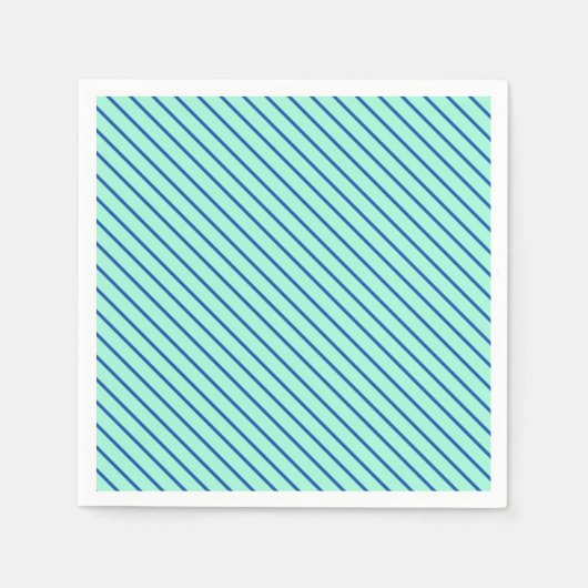Serviette En Papier Pinstripes diagonales - aqua et marine (Devant)