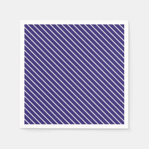 Serviette En Papier Pinstripes diagonales - bleu marine et blanc