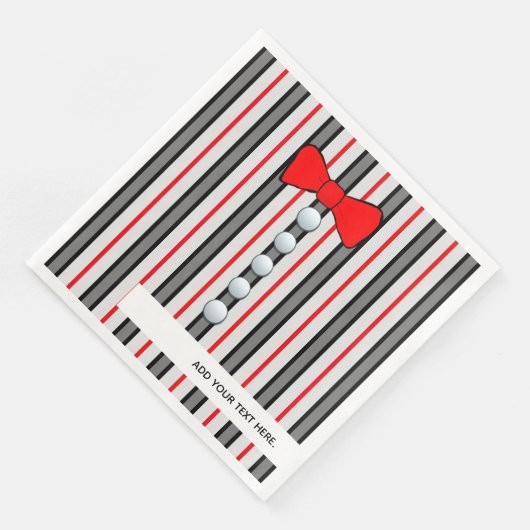 Serviette En Papier Pinstripes Et Cravate Red Bow (Coin)