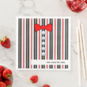 Serviette En Papier Pinstripes Et Cravate Red Bow (En situation)