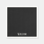 Serviette En Papier Pinstripes noires (Devant)
