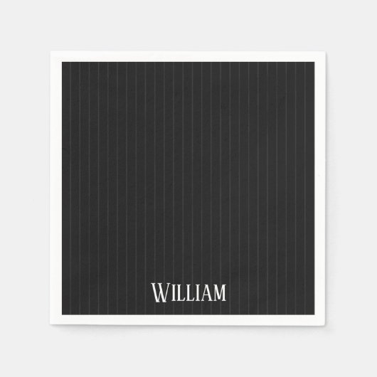 Serviette En Papier Pinstripes noires (Devant)