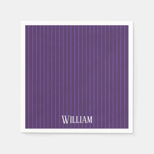 Serviette En Papier Pinstripes pourpres (Devant)