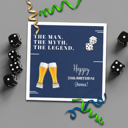 Serviette En Papier Pints de dés chic pour 25e anniversaire