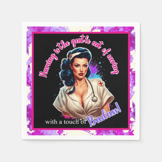 Serviette En Papier Pinup_ Infirmière Badass (Devant)