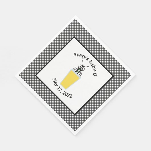 Serviette En Papier Pique-nique Ant Lemonade En vichy noir (Coin)