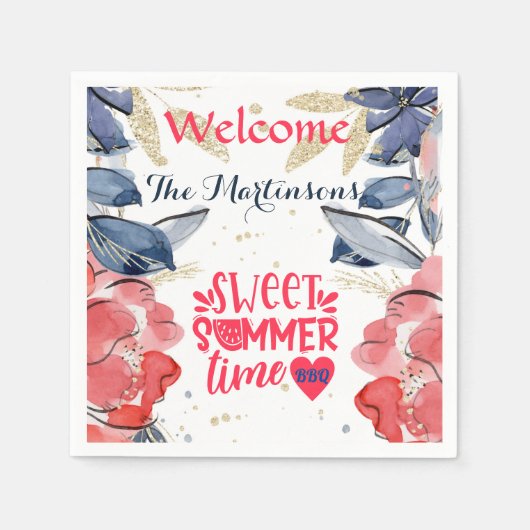 Serviette En Papier Pique-nique BBQ d'été Papier personnalisé (Devant)