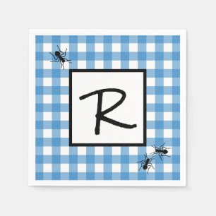 Serviette En Papier Pique-nique classique Bleu En vichy Ants BBQ
