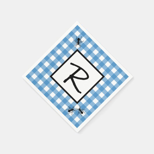 Serviette En Papier Pique-nique classique Bleu En vichy Ants BBQ (Coin)