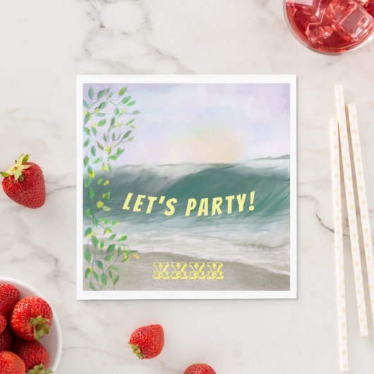 Serviette En Papier Pique-nique d'anniversaire de plage simple (En situation)