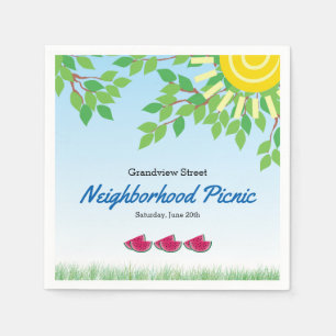 Serviette En Papier Pique-nique de voisinage avec la pastèque et le