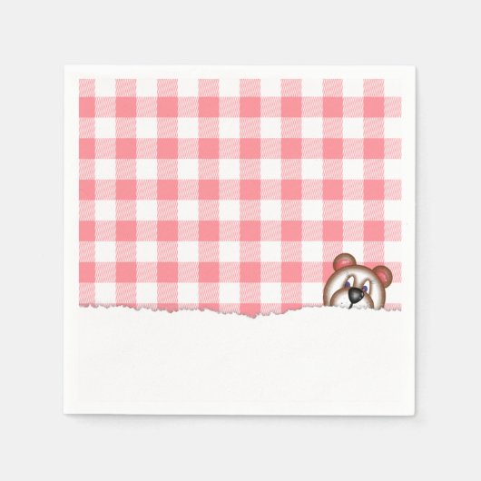 Serviette En Papier Pique-nique En vichy Teddy Bear (Devant)