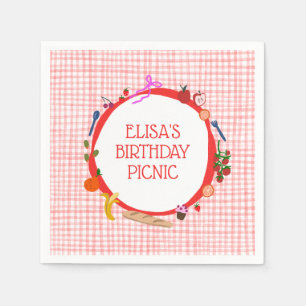 Serviette En Papier Pique-nique Gingham Moderne Anniversaire PERSONNAL
