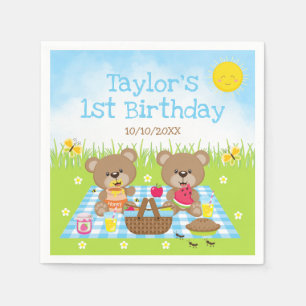 Serviette En Papier Pique-nique nounours En vichy fête d'anniversaire
