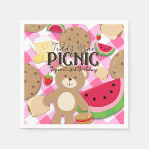 Serviette En Papier Pique-nique Pique-nique Pink Teddy Bear