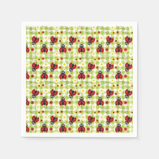 Serviette En Papier Pique-nique Rouge Vert En vichy Été (Devant)