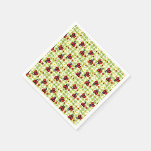 Serviette En Papier Pique-nique Rouge Vert En vichy Été (Coin)