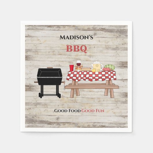 Serviette En Papier Pique-nique Rustique BBQ papier personnalisé (Devant)
