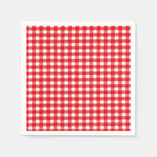 Serviette En Papier Pique-nique traditionnel rouge et blanc de guingan