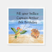 Serviette En Papier Pirate anniversaire thème fête trésor perroquet (Devant)