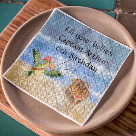 Serviette En Papier Pirate anniversaire thème fête trésor perroquet