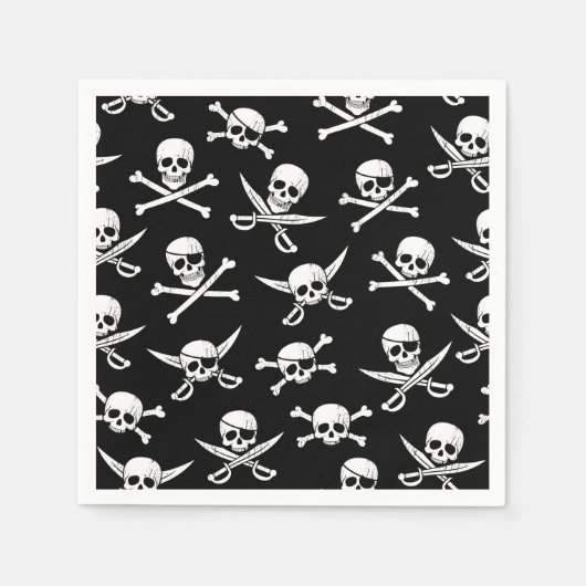 Serviette En Papier Pirate crâne et os (Devant)