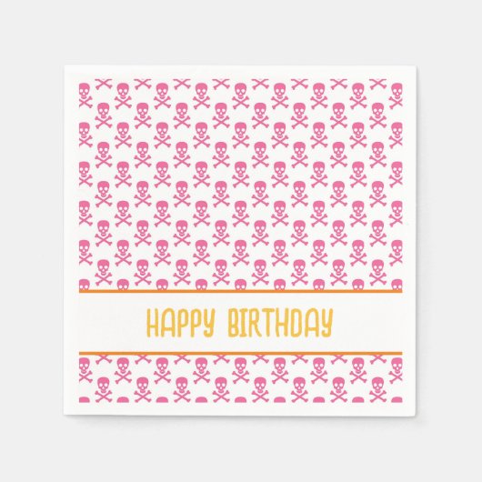 Serviette En Papier Pirate Crossbones Joyeux Enfants d'Anniversaire Co (Devant)
