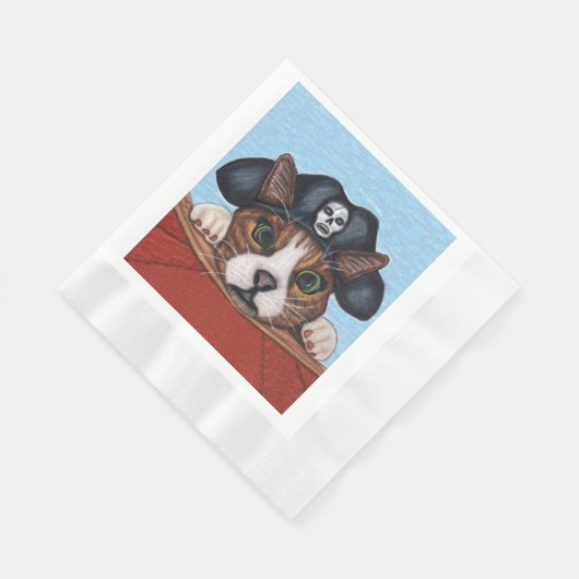 Serviette En Papier Pirate Cute Surpris Chat Brown rayé (Coin)